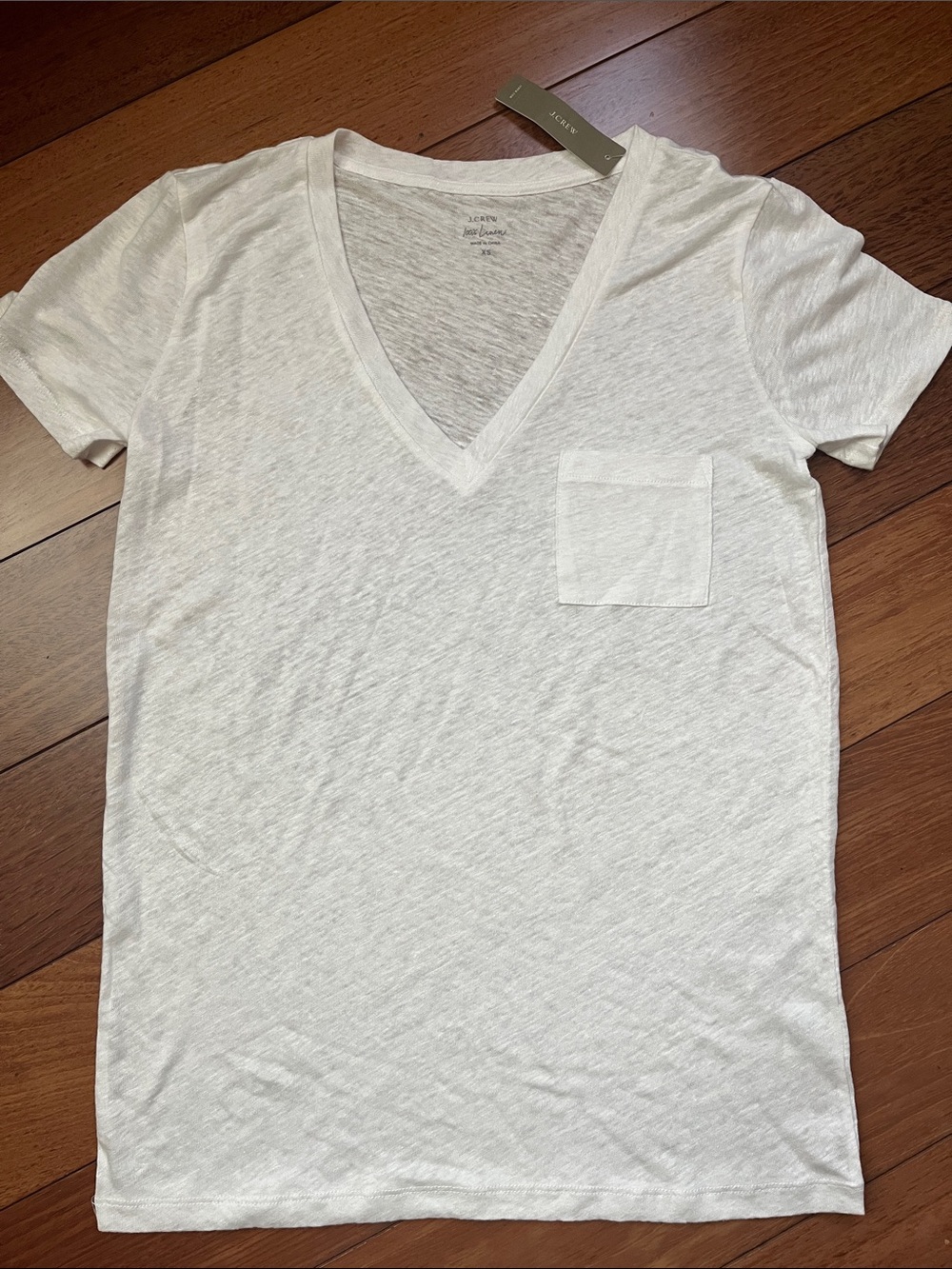 NWT J. Crew 100% Linen Vintage V Neck Tee